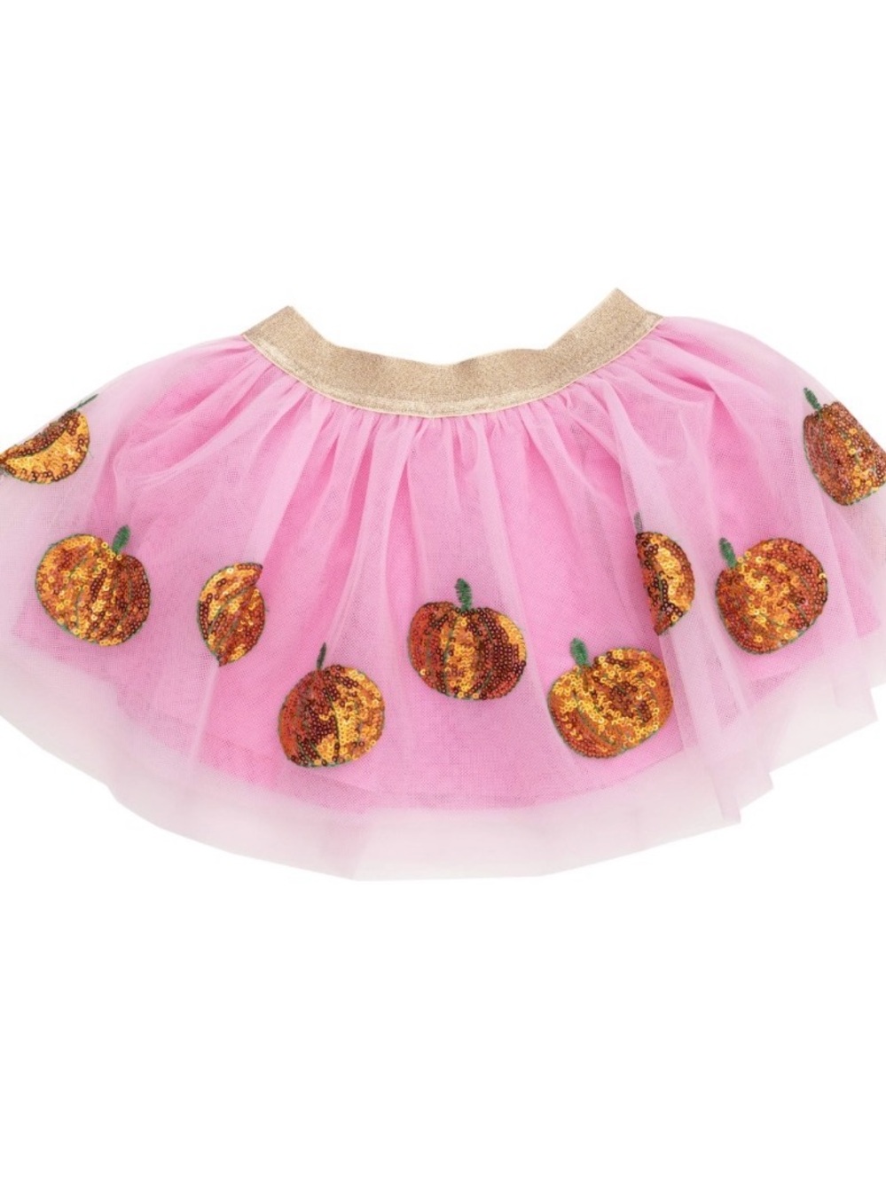 NWT Angel Dear Pink Tulle Skirt with Sequin Pumpkin Appliqués